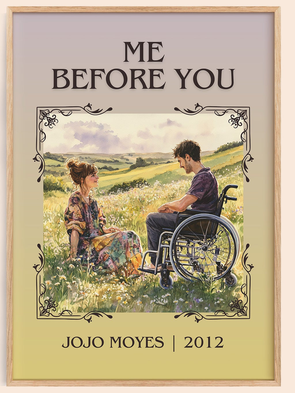 Me Before You classic book art book poster by Jojo Moyes – framed literary art print