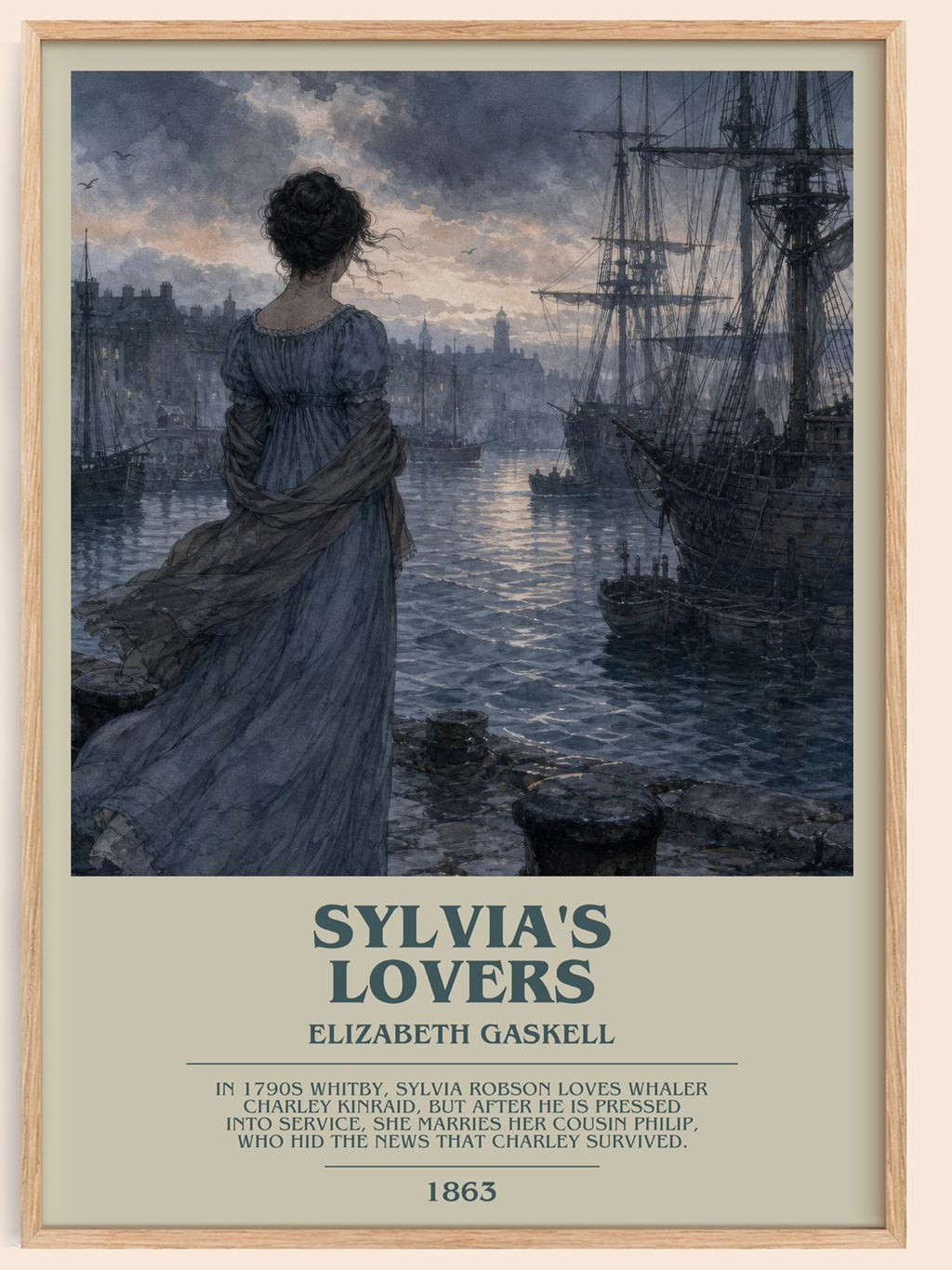 Sylvia'S Lovers bookish book poster by Elizabeth Gaskell – framed literary art print