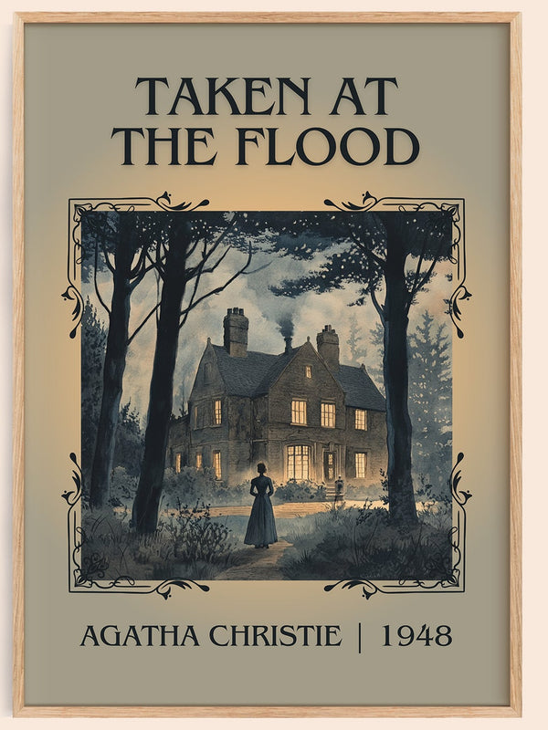 Taken at the Flood classic book art book poster by Agatha Christie – framed literary art print