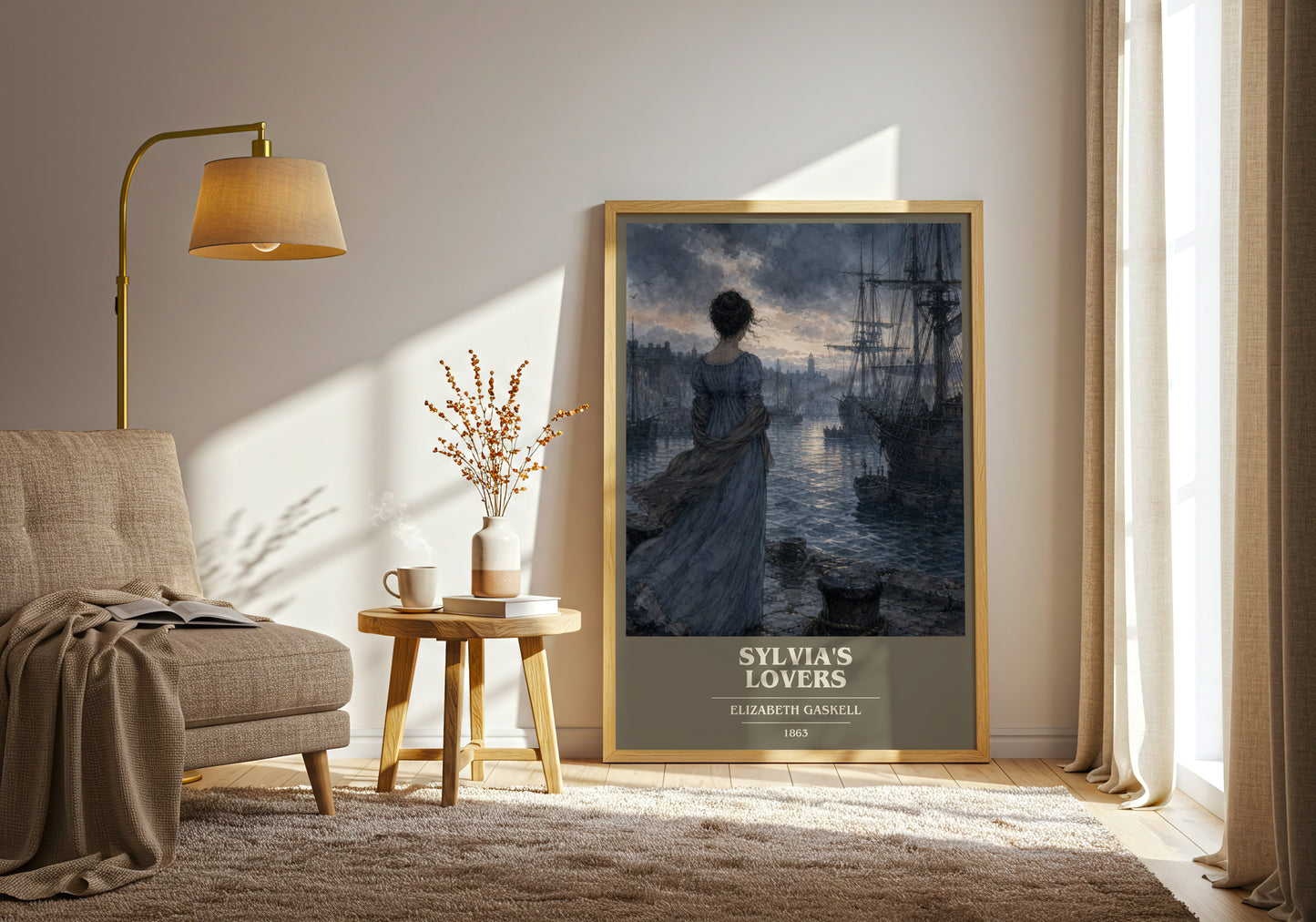 Sylvia'S Lovers book cover print on bookshelf – Elizabeth Gaskell fan gift
