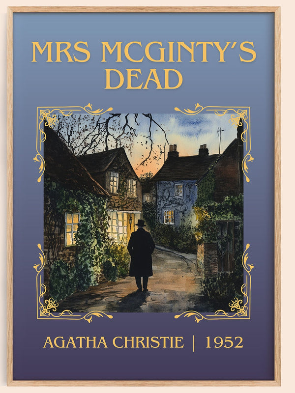 Mrs McGinty's Dead classic book art book poster by Agatha Christie – framed literary art print