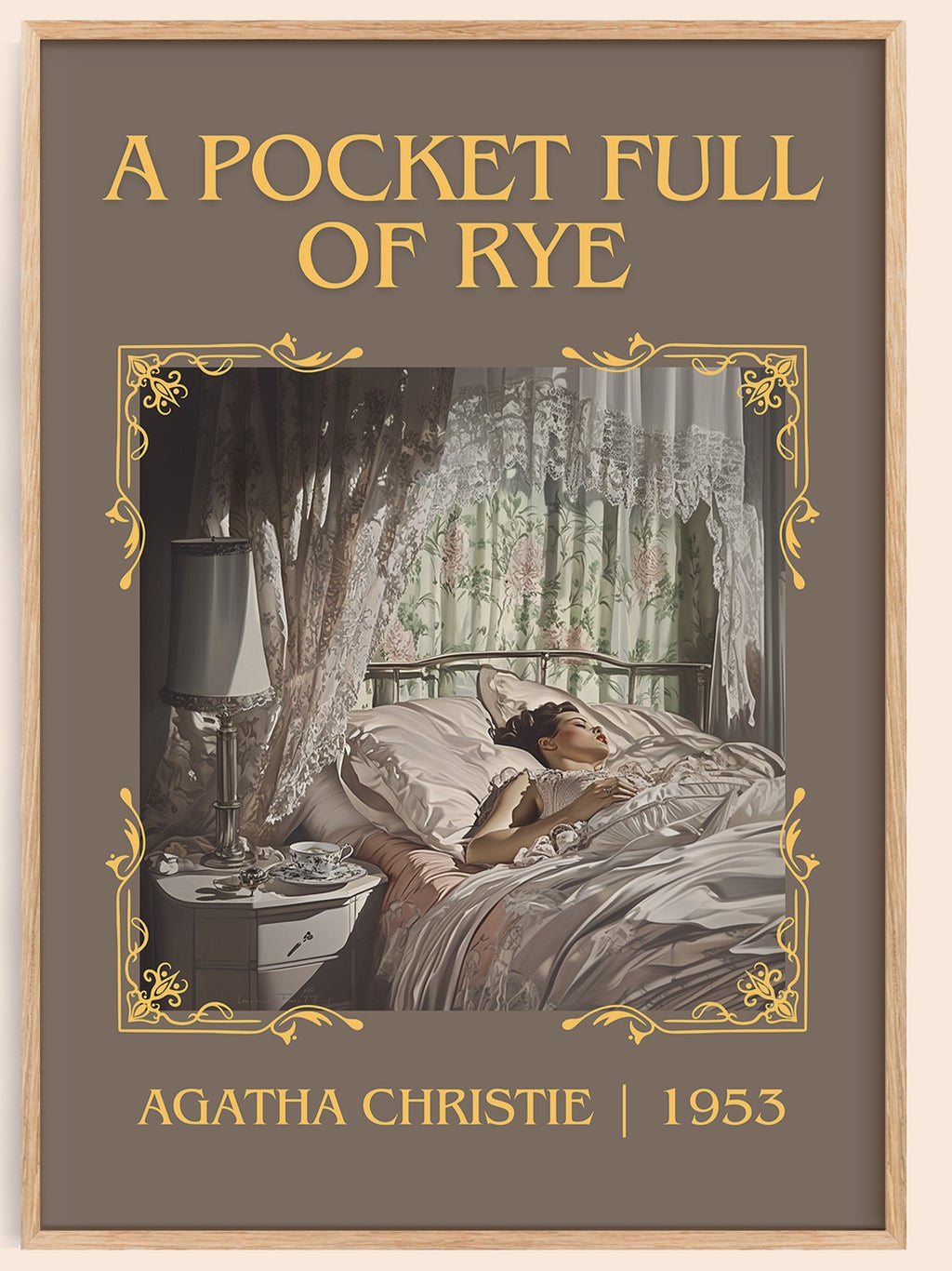 A Pocket Full of Rye classic book art book poster by Agatha Christie – framed literary art print