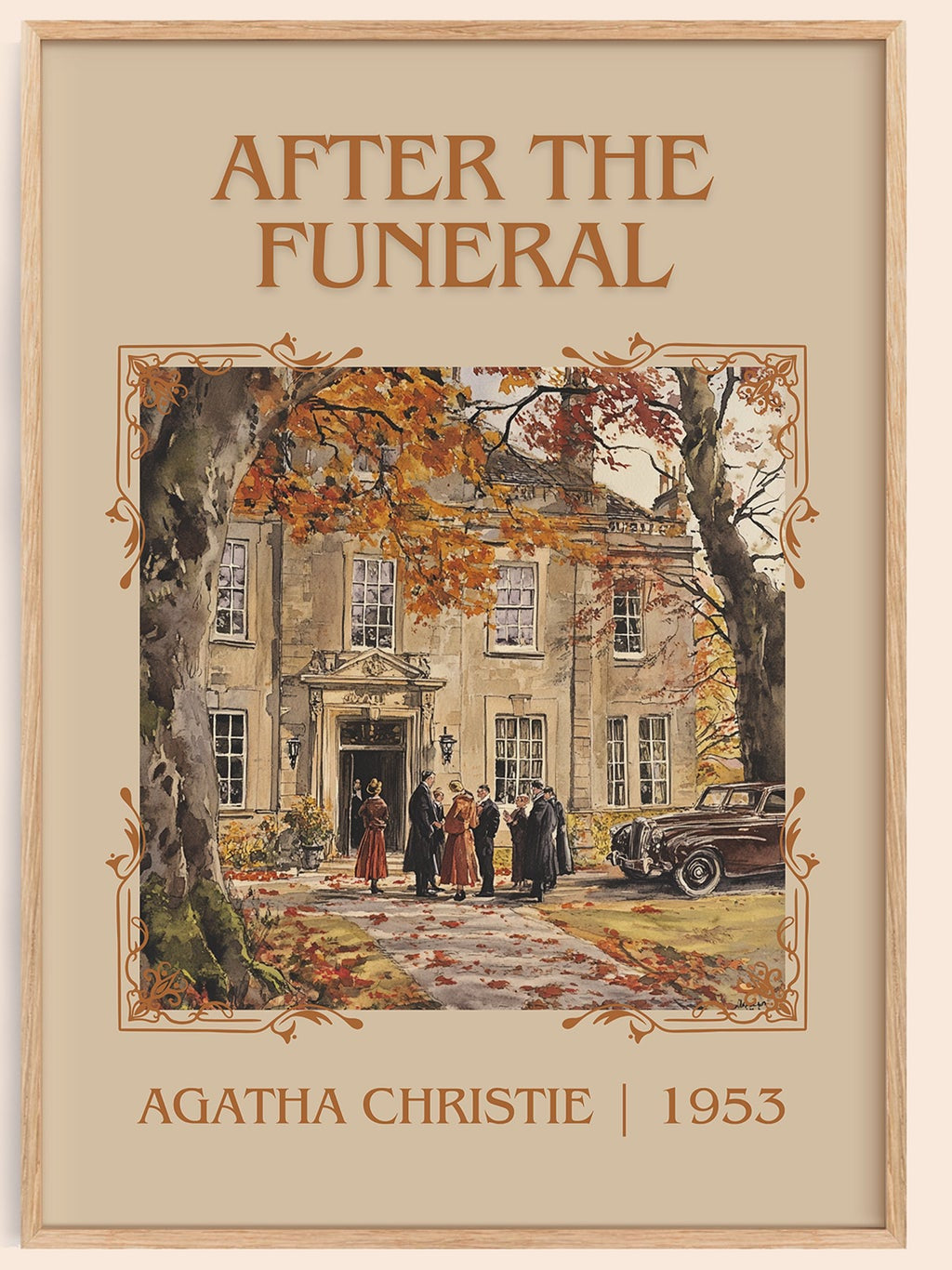 After the Funeral classic book art book poster by Agatha Christie – framed literary art print