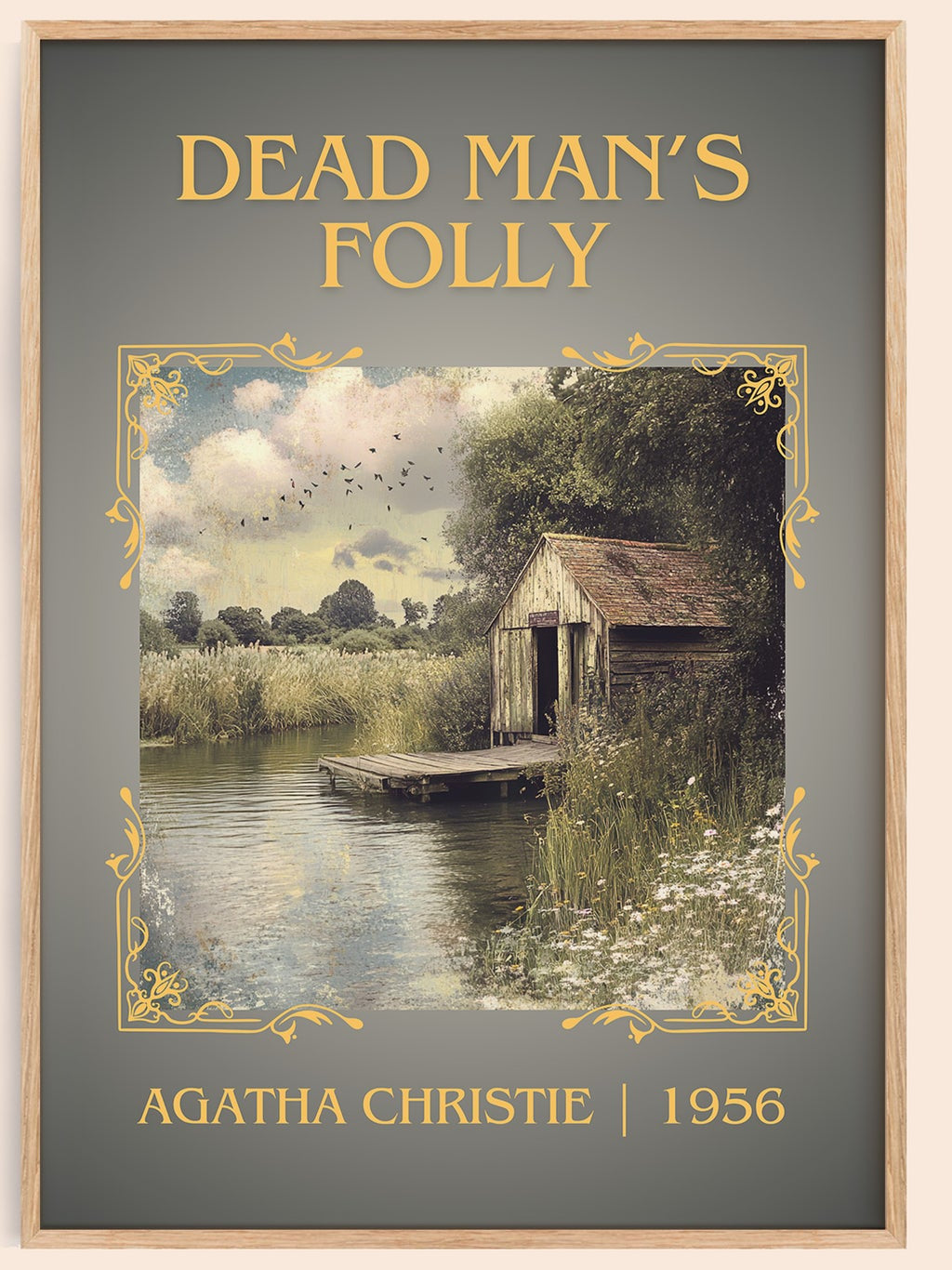Dead Man's Folly classic book art book poster by Agatha Christie – framed literary art print