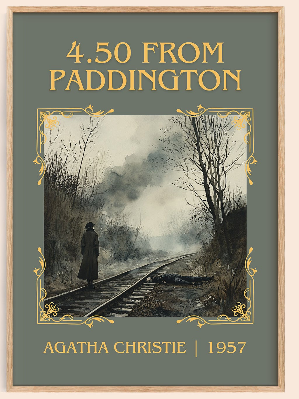 4.50 from Paddington classic book art book poster by Agatha Christie – framed literary art print