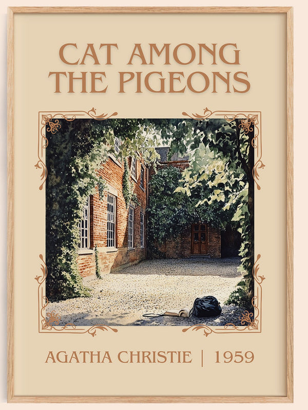 Cat Among the Pigeons classic book art book poster by Agatha Christie – framed literary art print