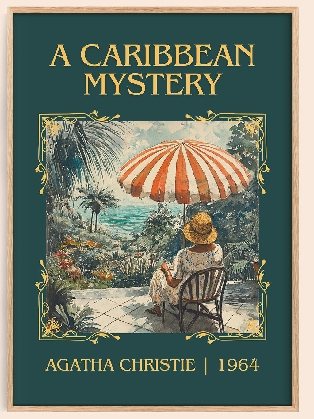 A Caribbean Mystery classic book art book poster by Agatha Christie – framed literary art print