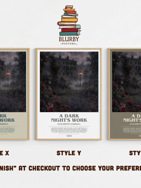 A Dark Night'S Work bookish print in frame leaning in hallway – mystery wall art