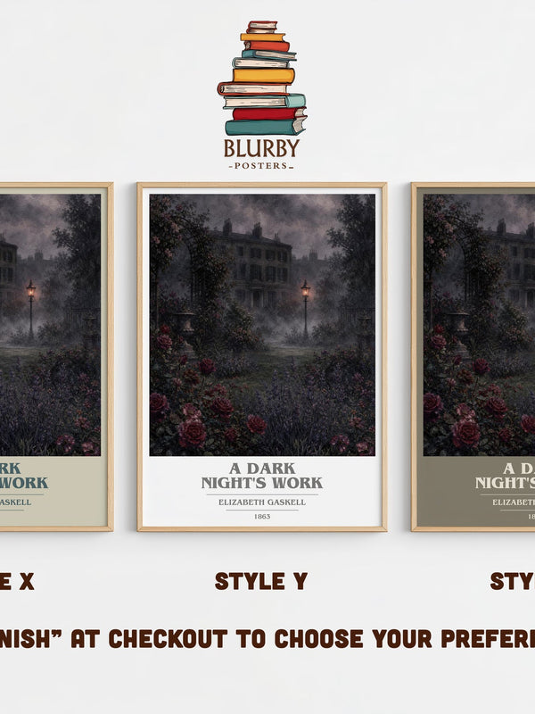 A Dark Night'S Work book cover print in frame leaning in hallway – mystery wall art
