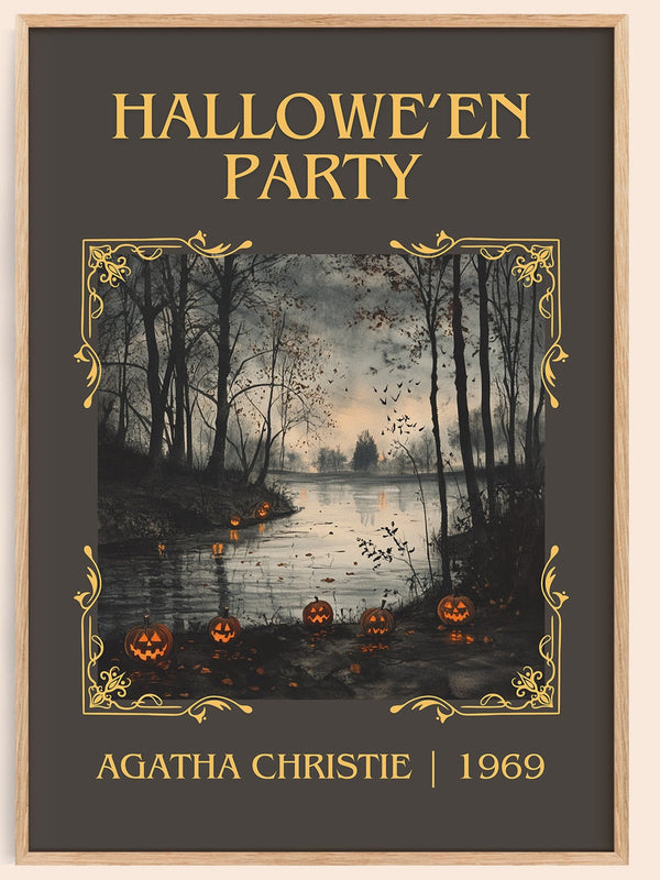 Hallowe'en Party classic book art book poster by Agatha Christie – framed literary art print