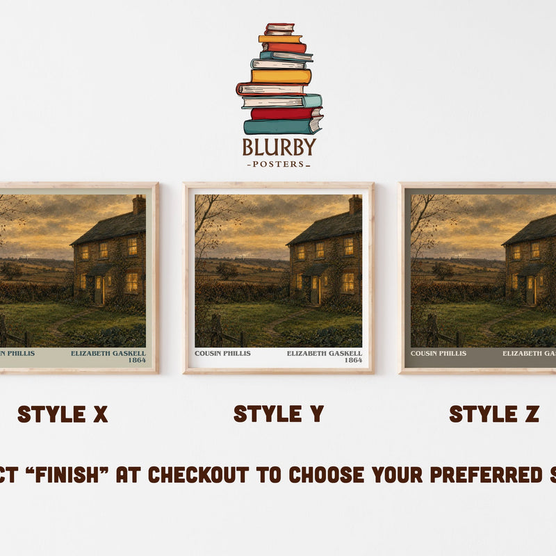 Cousin Phillis literary print in frame leaning in hallway – classic literature wall art