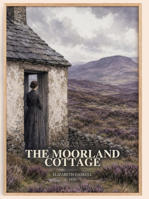 The Moorland Cottage watercolour book poster by Elizabeth Gaskell – framed literary art print