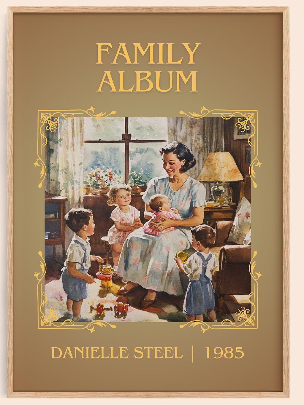 Family Album classic book art book poster by Danielle Steel – framed literary art print