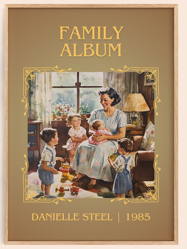 Family Album classic book art book poster by Danielle Steel – framed literary art print