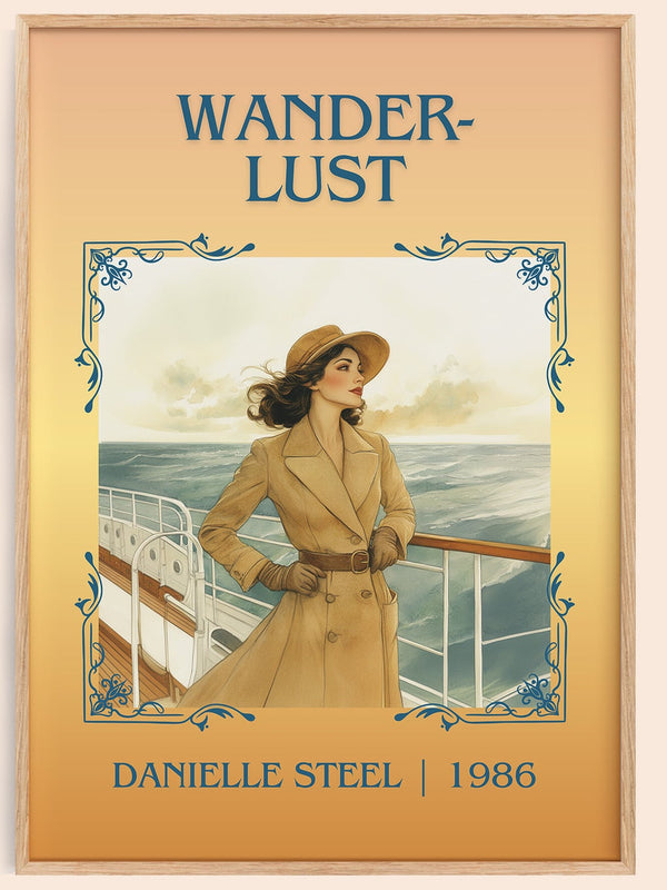 Wanderlust classic book art book poster by Danielle Steel – framed literary art print