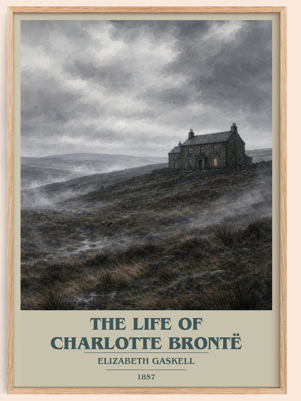 The Life Of Charlotte Brontë book cover book poster by Elizabeth Gaskell – framed literary art print