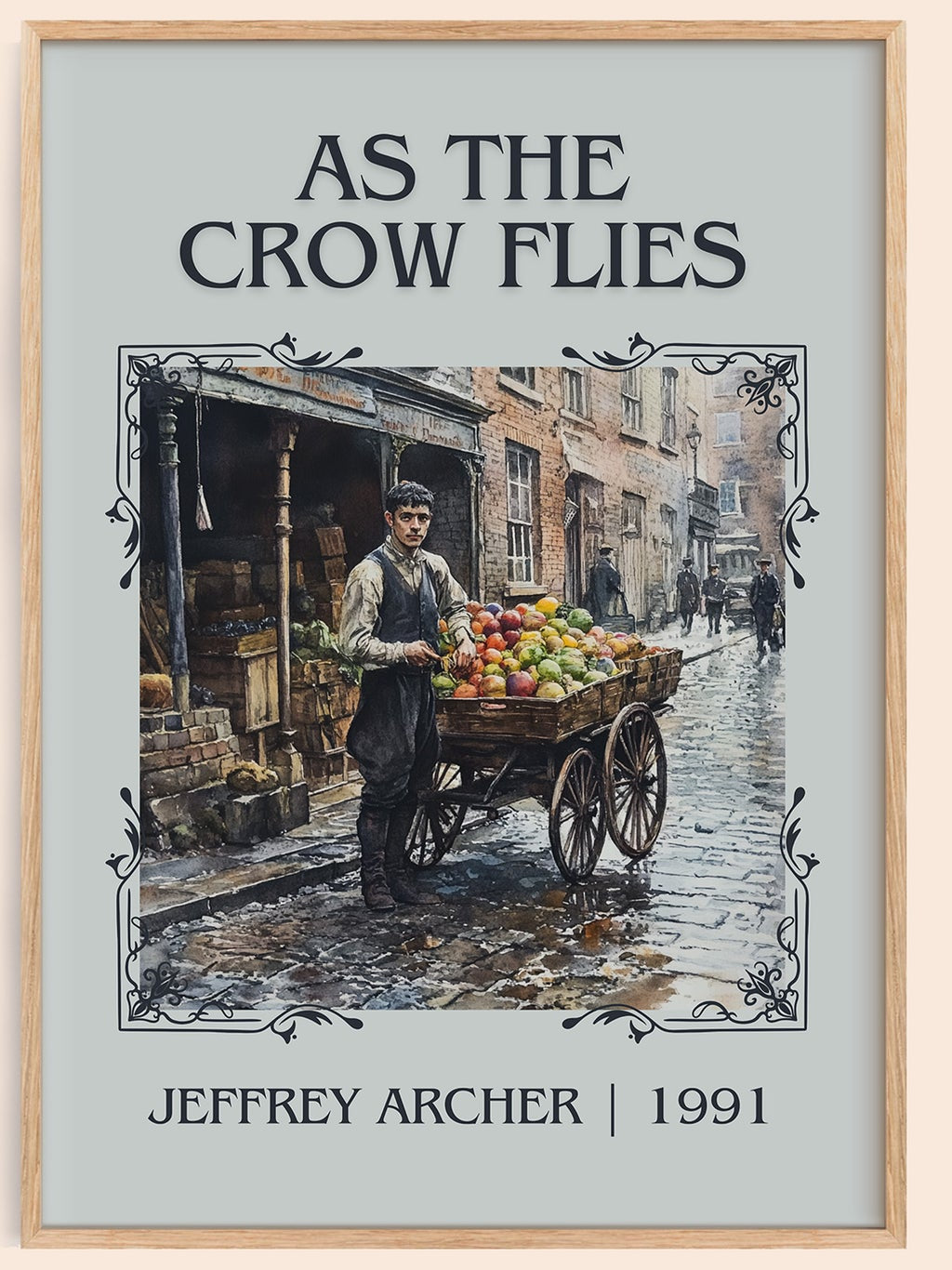 As the Crow Flies classic book art book poster by Jeffrey Archer – framed literary art print
