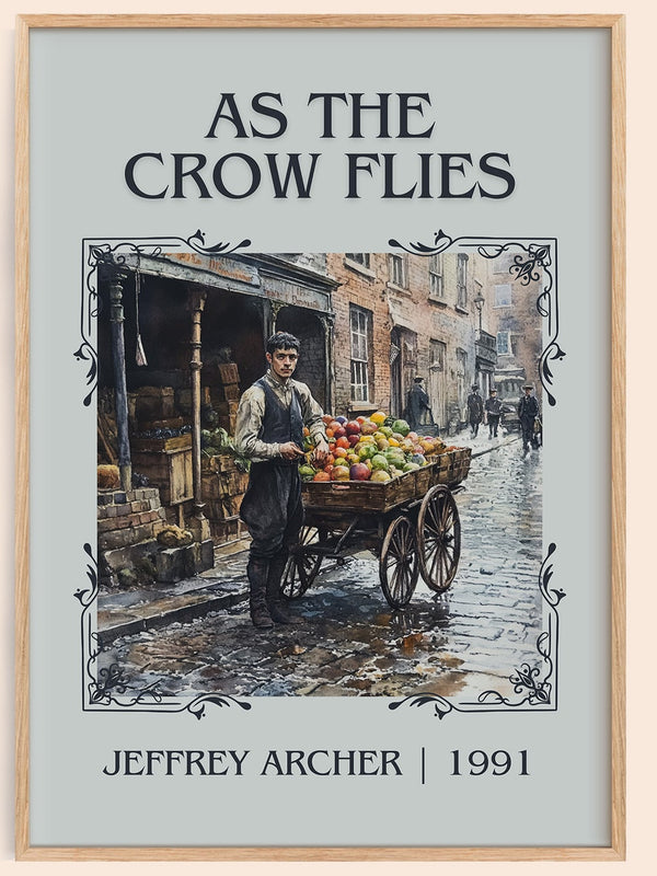 As the Crow Flies classic book art book poster by Jeffrey Archer – framed literary art print