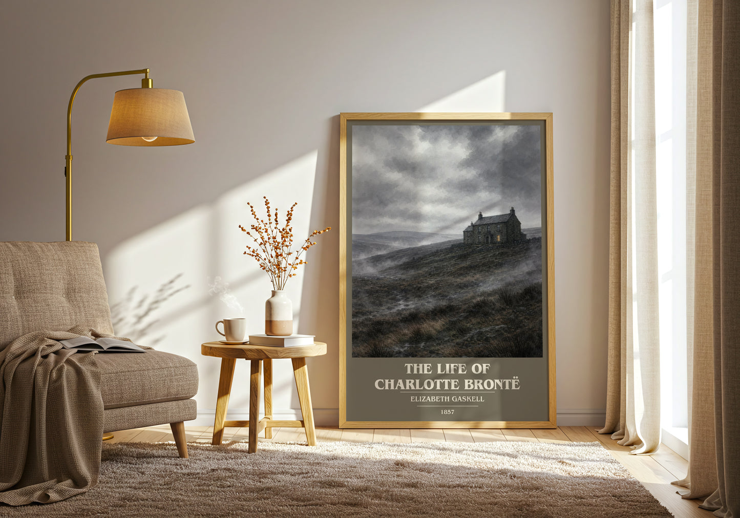 The Life Of Charlotte Brontë book cover print on bookshelf – Elizabeth Gaskell fan gift