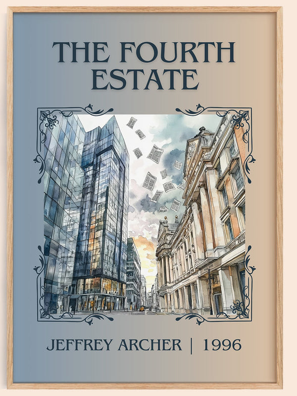The Fourth Estate classic book art book poster by Jeffrey Archer – framed literary art print