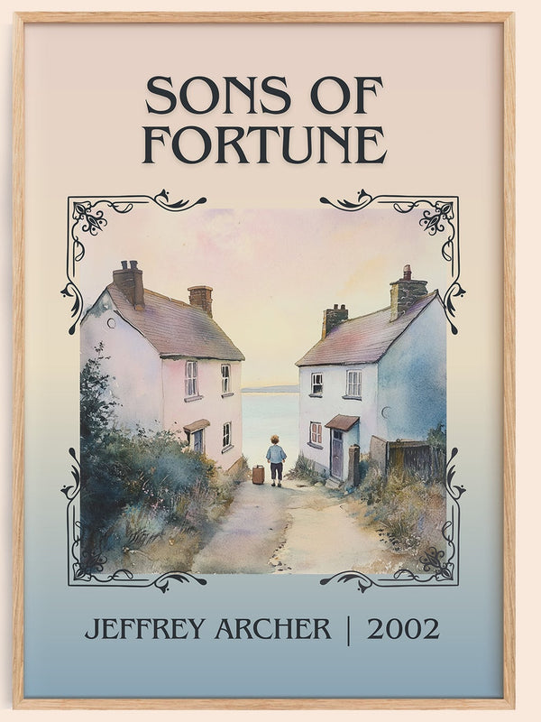 Sons of Fortune classic book art book poster by Jeffrey Archer – framed literary art print