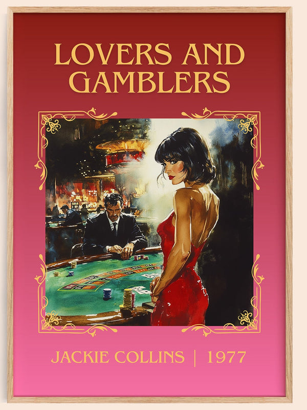 Lovers and Gamblers classic book art book poster by Jackie Collins – framed literary art print