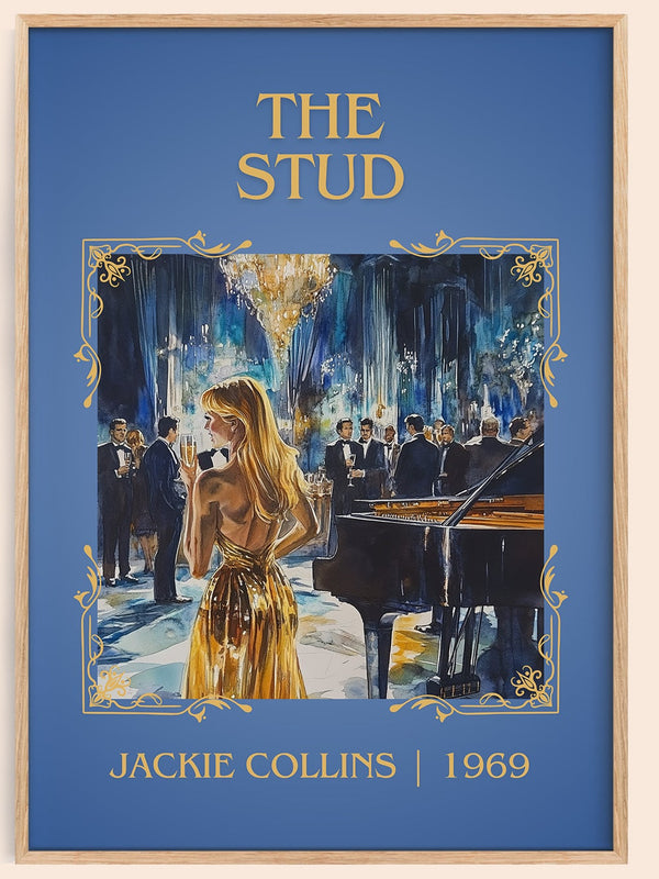 The Stud classic book art book poster by Jackie Collins – framed literary art print