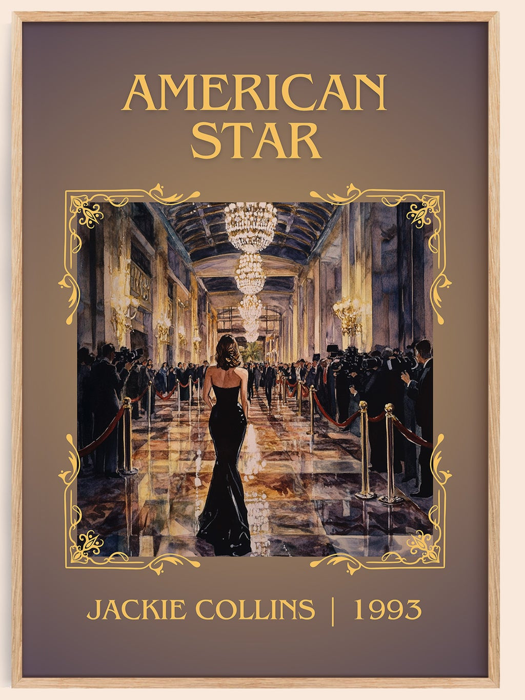American Star classic book art book poster by Jackie Collins – framed literary art print