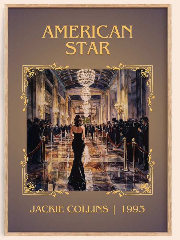 American Star classic book art book poster by Jackie Collins – framed literary art print