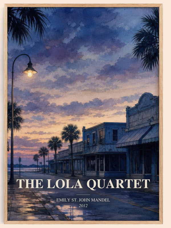 The Lola Quartet watercolour book poster by Emily St. John Mandel – framed literary art print