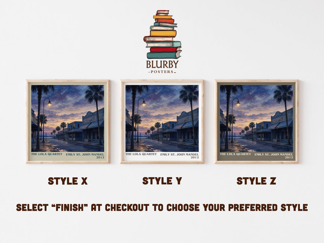 The Lola Quartet literary print in frame leaning in hallway – mystery wall art (mockup)