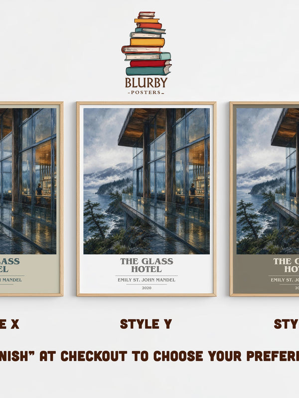 The Glass Hotel book cover print in frame leaning in hallway – literary fiction wall art