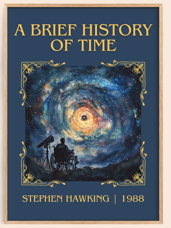 A Brief History of Time classic book art book poster by Stephen Hawking – framed literary art print