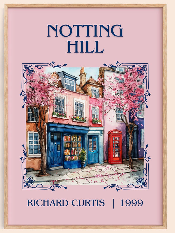 Notting Hill classic book art book poster by Richard Curtis – framed literary art print