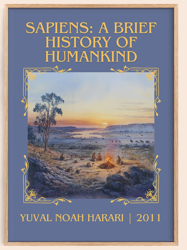 Sapiens: A Brief History of Humankind classic book art book poster by Yuval Noah Harari – framed literary art print