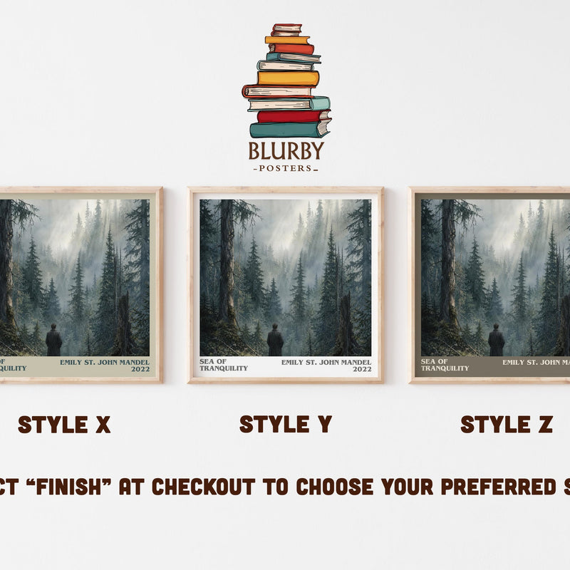 Sea Of Tranquility literary print in frame leaning in hallway – sci fi wall art