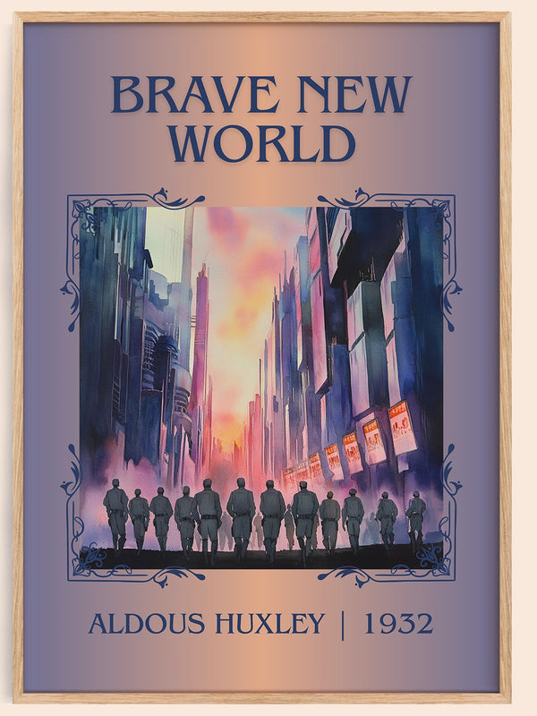 Brave New World classic book art book poster by Aldous Huxley – framed literary art print