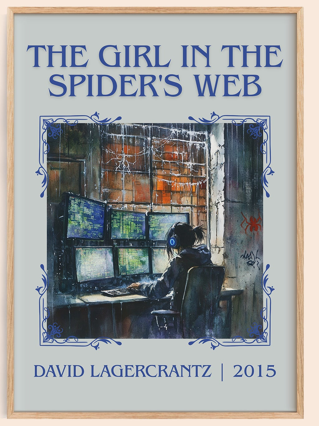 The Girl In The Spider's Web classic book art book poster by David Lagercrantz – framed literary art print
