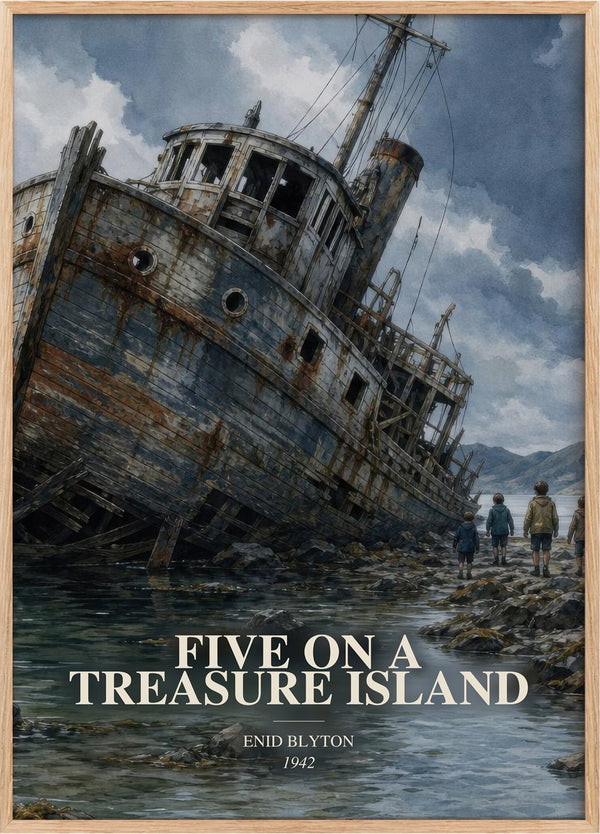 Five On A Treasure Island Book Watercolour Illustration by Enid Blyton
