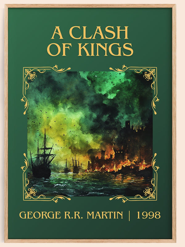 A Clash of Kings classic book art book poster by George R. R. Martin – framed literary art print
