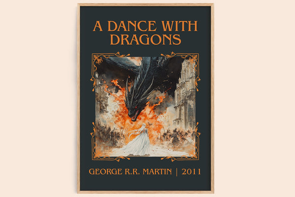 A Dance With Dragons classic book art book poster by George R.R. Martin – framed literary art print