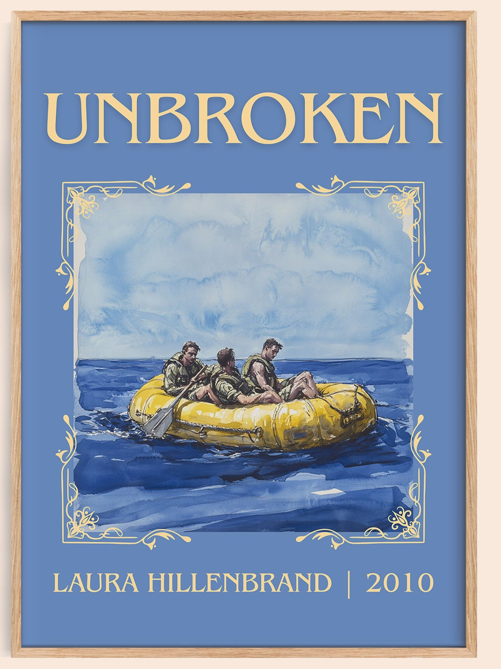 Unbroken classic book art book poster by Laura Hillenbrand – framed literary art print