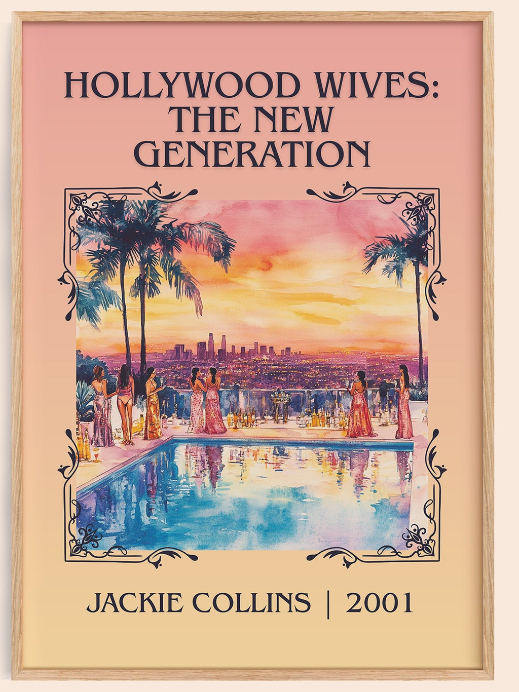 Hollywood Wives: The New Generation classic book art book poster by Jackie Collins – framed literary art print