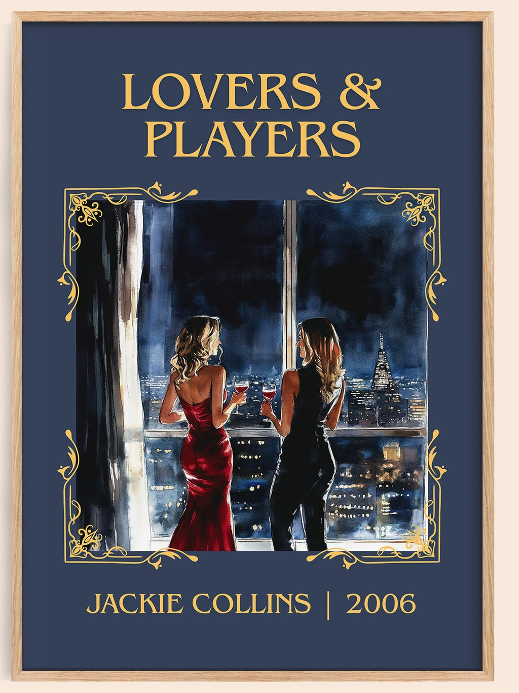 Lovers and Players classic book art book poster by Jackie Collins – framed literary art print