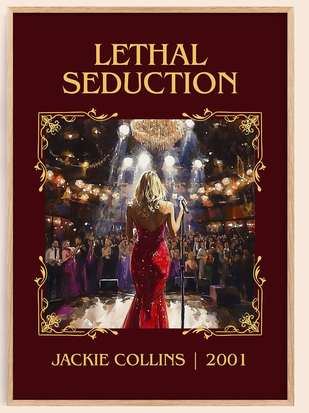 Lethal Seduction classic book art book poster by Jackie Collins – framed literary art print