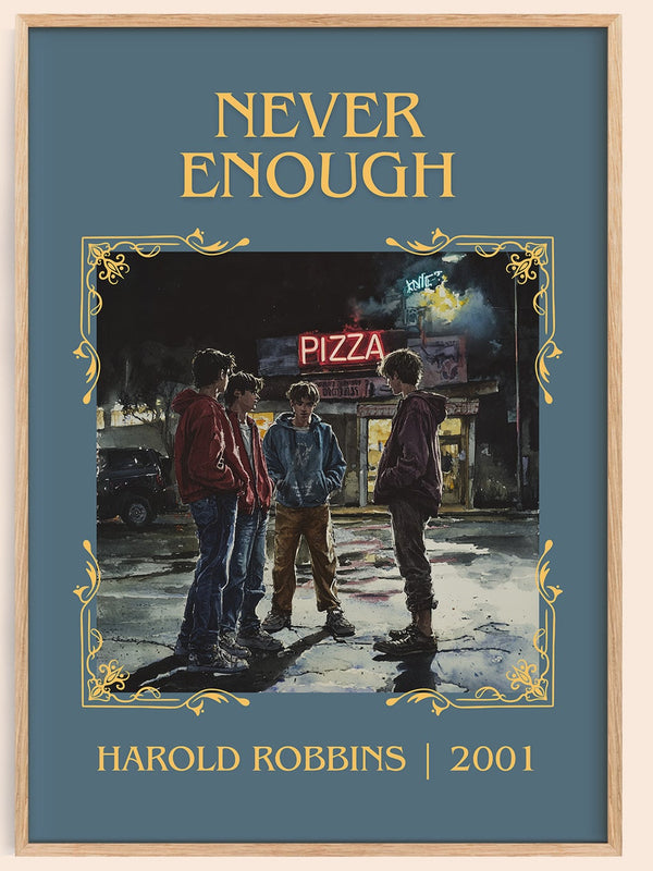Never Enough classic book art book poster by Harold Robbins – framed literary art print