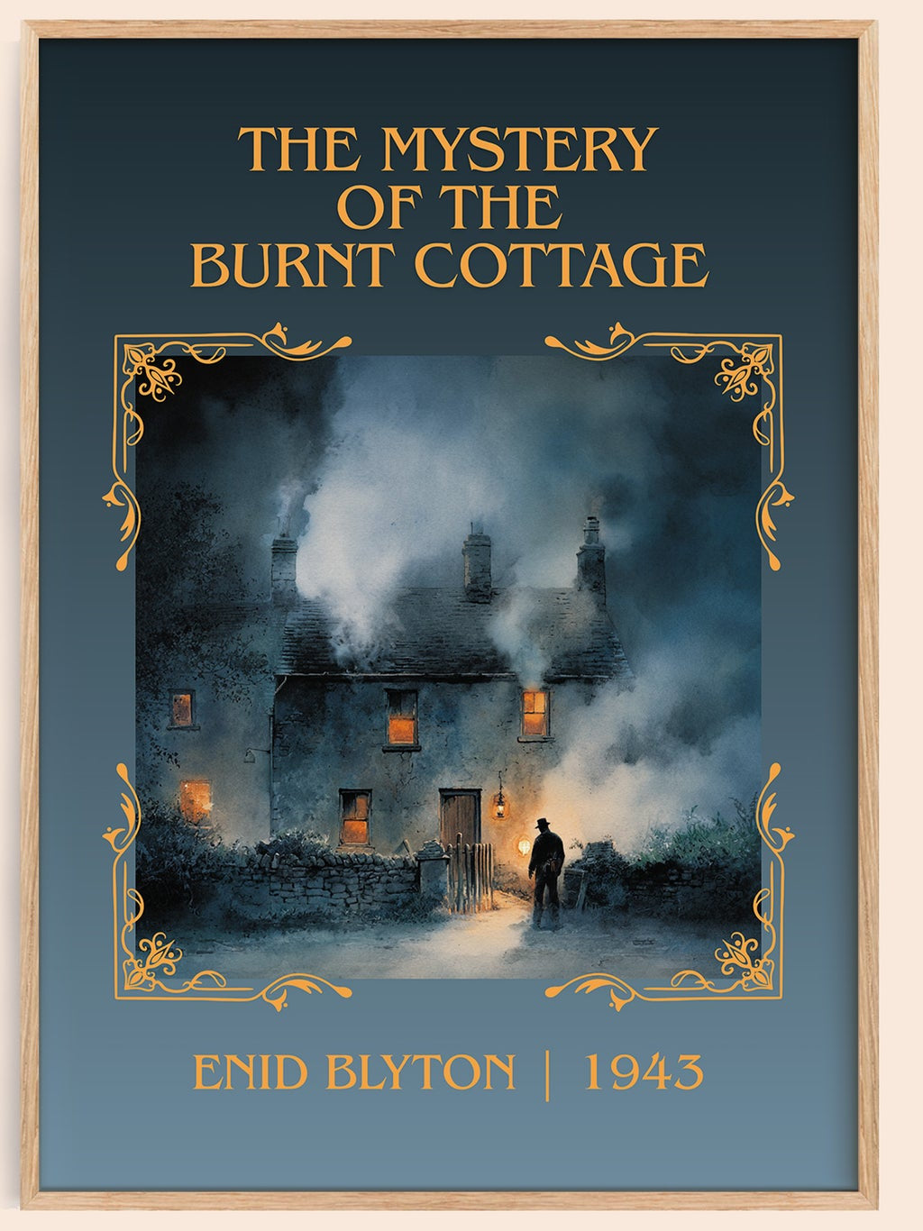 The Mystery of the Burnt Cottage classic book art book poster by Enid Blyton – framed literary art print