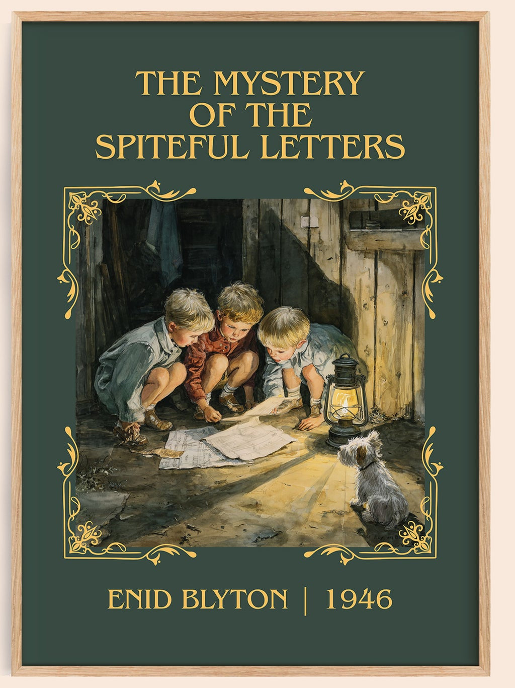 The Mystery Of The Spiteful Letters classic book art book poster by Enid Blyton – framed literary art print