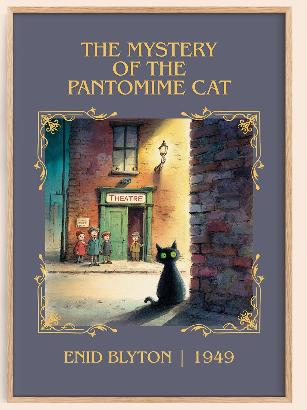 The Mystery of the Pantomime Cat classic book art book poster by Enid Blyton – framed literary art print
