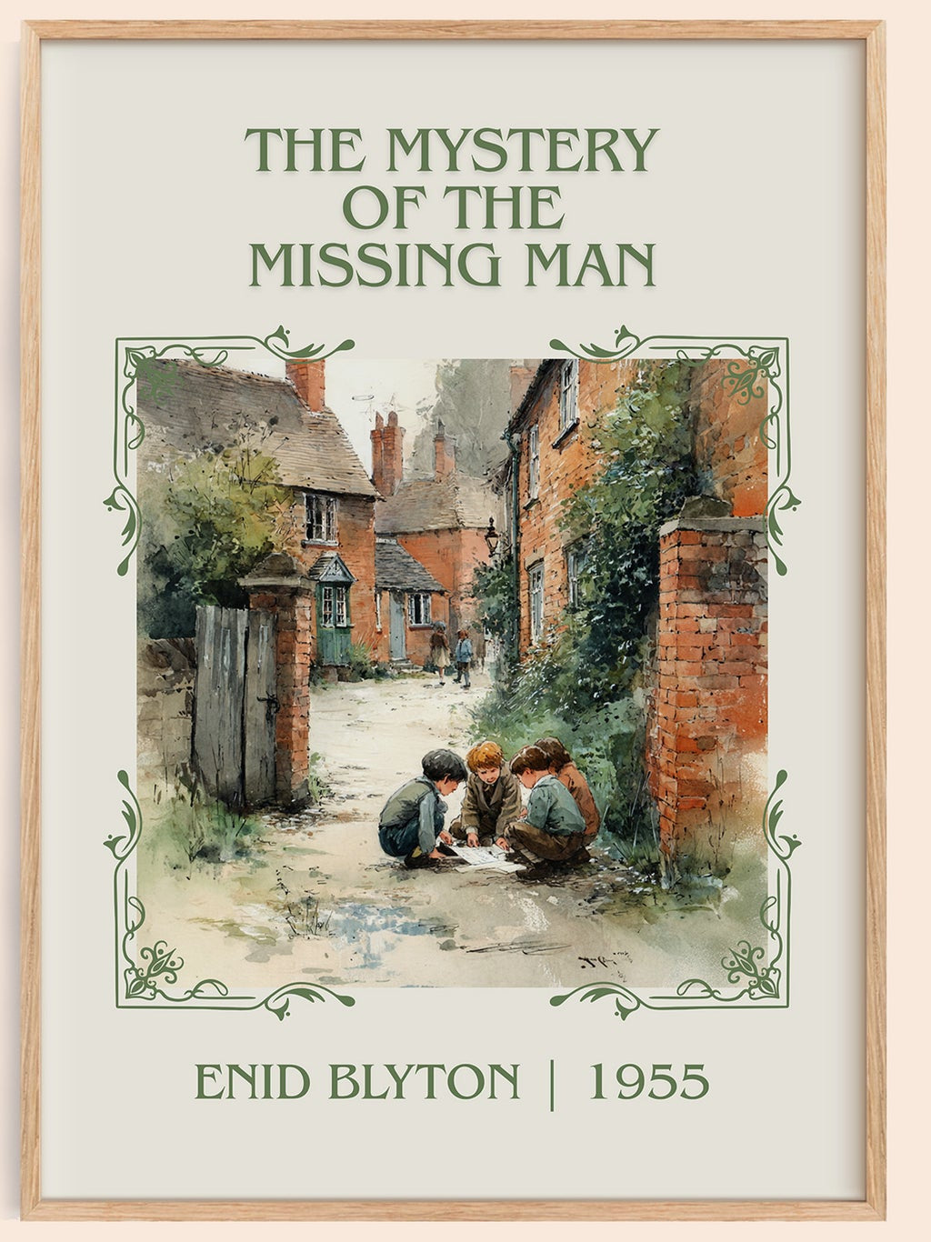The Mystery Of The Missing Man classic book art book poster by Enid Blyton – framed literary art print